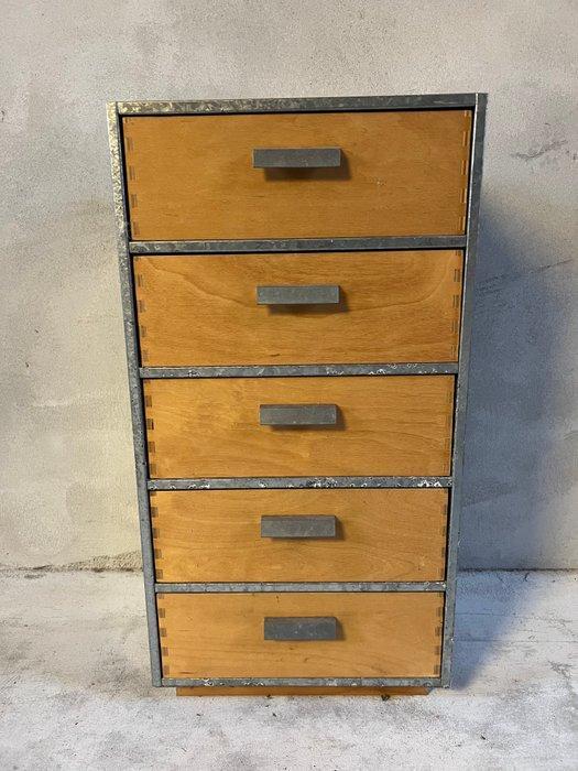 Ladekast - Vintage Vijf Laden Kastje - Beuken, Antiek en Kunst, Kunst | Designobjecten