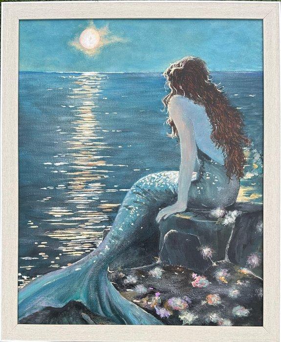 English School (XX) - A Mermaid By Moonlight, Antiek en Kunst, Kunst | Schilderijen | Klassiek