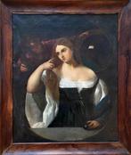 Scuola Veneta (XVIII) - Donna con specchio, Antiek en Kunst