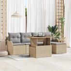 vidaXL Tuinbank Set met opslag 6 pcs Beige Poly rattan, Tuin en Terras, Tuinsets en Loungesets, Verzenden, Nieuw