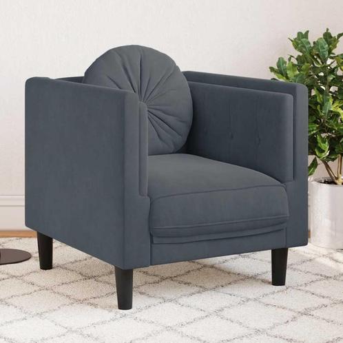 vidaXL Fauteuil met kussens fluweel donkergrijs, Huis en Inrichting, Zetels | Zetels, Nieuw, Verzenden