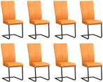 Set van 8 Lichtcognac leren industriële eetkamerstoelen -, Huis en Inrichting, Nieuw, Vijf, Zes of meer stoelen, Modern, Leer
