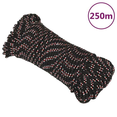 vidaXL Boot touw 5 mm 250 m polypropyleen zwart, Doe-het-zelf en Bouw, IJzerwaren en Bevestigingsmiddelen, Nieuw, Verzenden