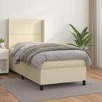 vidaXL Boxspring met matras kunstleer crèmekleurig 80x200 cm