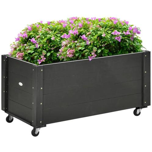 TRUUSK Verhoogd Bed, Weerbestendige Verf, 4 Wielen, Naturel, Tuin en Terras, Bloembakken en Plantenbakken, Verzenden