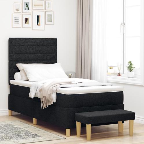 vidaXL Box Spring Bed met Matras & Bank Zwart 100x200 cm, Huis en Inrichting, Slaapkamer | Bedden, Nieuw, Verzenden