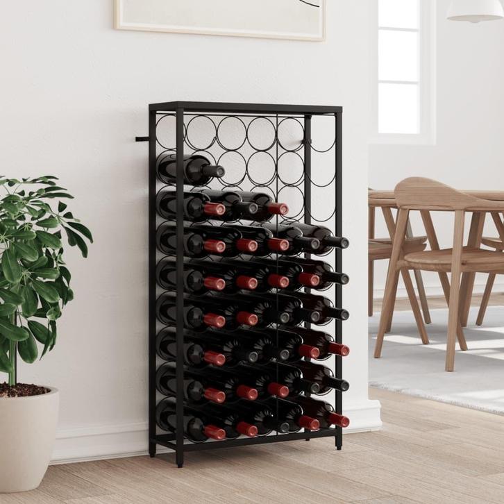 vidaXL Wijnrek voor 45 flessen 54x18x100 cm smeedijzer zwart, Huis en Inrichting, Woonaccessoires | Wijnrekken, Nieuw, Verzenden