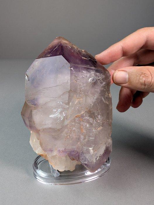 Sceptre kwartspunt met amethistlaag en hoppergroei Kristal -, Verzamelen, Mineralen en Fossielen