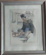 Eugène Delacluse (1882–1972) - Femme en cuisine (Frau in der, Antiek en Kunst