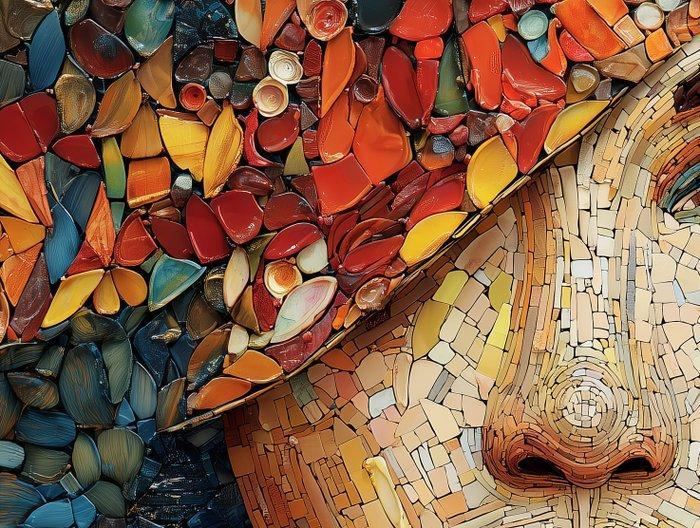 Irina Collins - Mosaic Face XL · NO Reserve, Antiek en Kunst, Kunst | Schilderijen | Modern