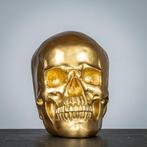 Figure - Decoratieve grote goudkleurige schedel - polystone