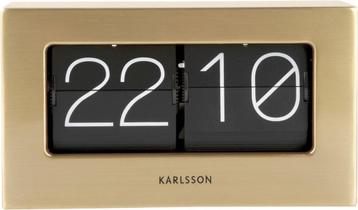 Tafelklok Boxed Flip Geborsteld Goud - 20,5x7x11,5cm, Verzenden