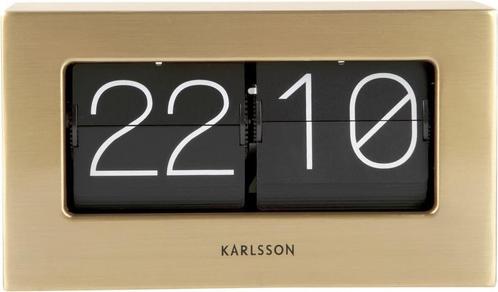 Tafelklok Boxed Flip Geborsteld Goud - 20,5x7x11,5cm, Huis en Inrichting, Woonaccessoires | Klokken, Nieuw, Verzenden