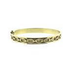 Gouden slavenarmband met gravures | Ø 60 mm, Ophalen of Verzenden, Gebruikt, Overige kleuren, Goud