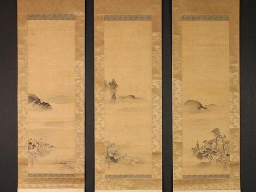 Very fine sumi-e landscape triptych, signed - including, Antiek en Kunst, Antiek | Overige Antiek