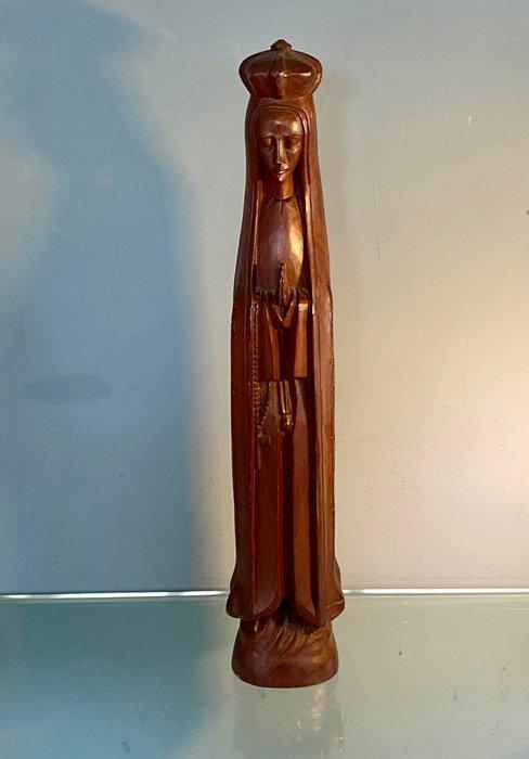 Beeldje - Maria Fatima biddend beeld - 45 cm - Hout, Antiquités & Art, Antiquités | Livres & Manuscrits