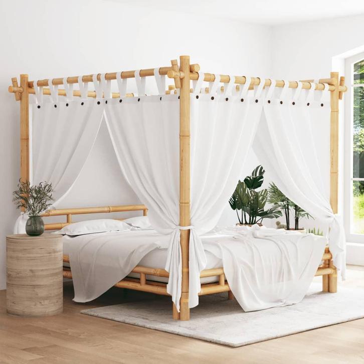 vidaXL Hemelbed 180x200 cm bamboe, Huis en Inrichting, Slaapkamer | Bedden, Nieuw, Verzenden