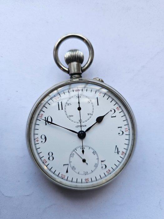 Lemania - Chronograph Steel Pocket Watch - Heren - 1946, Handtassen en Accessoires, Horloges | Heren