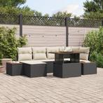 vidaXL 7-delige tuinset met kussens in zwart van poly rattan, Verzenden, Nieuw