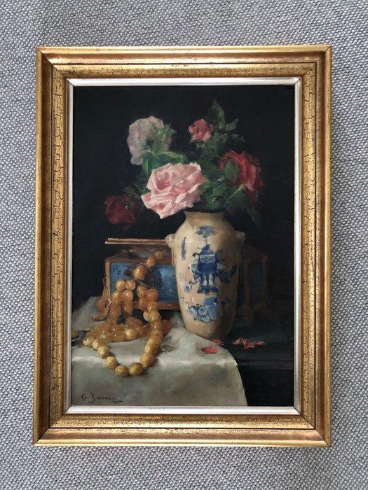 Georges Jeannin (1841-1925) - Rosen in Vase mit, Antiek en Kunst, Kunst | Schilderijen | Klassiek
