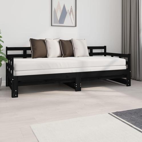 vidaXL Lit coulissant Noir Bois de pin solide 2x(80x200), Maison & Meubles, Chambre à coucher | Lits, Neuf, Envoi