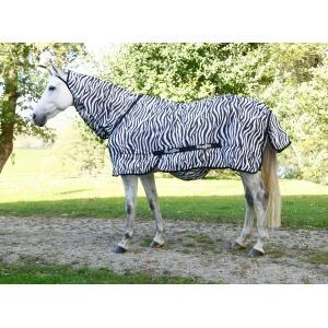 Vliegendeken eczeemdeken zebra met nekstuk, 155-205 cm -, Animaux & Accessoires, Chevaux & Poneys | Couvertures & Couvre-reins