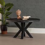 Salontafel Mangohout Tara Rond 90 Zwart, Verzenden, Rond, Nieuw, Industriële meubels