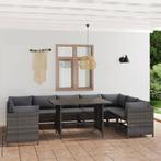 vidaXL 10-delige Loungeset met kussens poly rattan grijs, Tuin en Terras, Tuinsets en Loungesets, Verzenden, Nieuw, Loungeset
