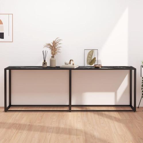 vidaXL Table console Marbre noir 220x35x75,5 cm Verre, Maison & Meubles, Tables | Tables de salon, Neuf, Envoi