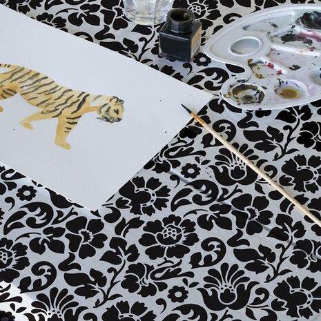 MEGA DEAL: Doorzichtig tafelzeil Barock zwart 250x140cm, Maison & Meubles, Ameublement | Rideaux & Stores à lamelles