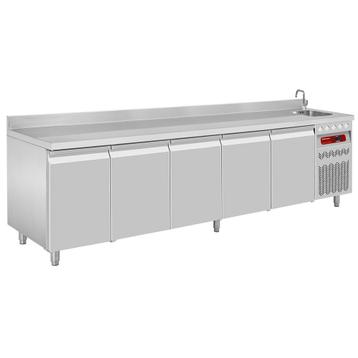 Geventileerde koeltafel "muraal", 5 deuren GN 1/1, 700 Lit., Verzenden