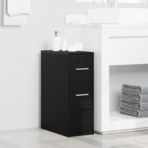 vidaXL Smalle badkamer kast Zwart eiken Bewerkt hout, Huis en Inrichting, Kasten | Overige, Nieuw, Verzenden
