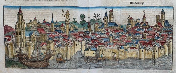 Allemagne - Magdeburg; Hartmann Schedel - Magdeburga - 1493, Boeken, Atlassen en Landkaarten