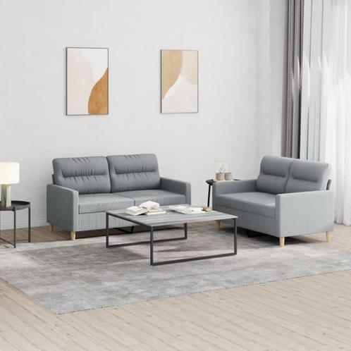vidaXL 2-delige Loungeset met kussens stof lichtgrijs, Huis en Inrichting, Zetels | Zetels, Nieuw, Verzenden