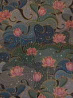 DANCING LOTUS - Limited Edition gemengd linnen - 415 x 140