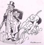 Spotprent over de mening van een professor (lijst optie), Antiek en Kunst, Verzenden