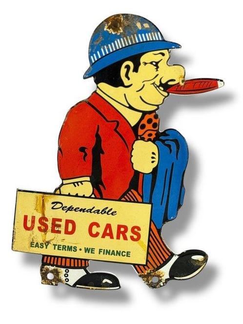 Emaille plaat - Betrouwbare tweedehands autos - Emaille, Antiek en Kunst, Curiosa en Brocante