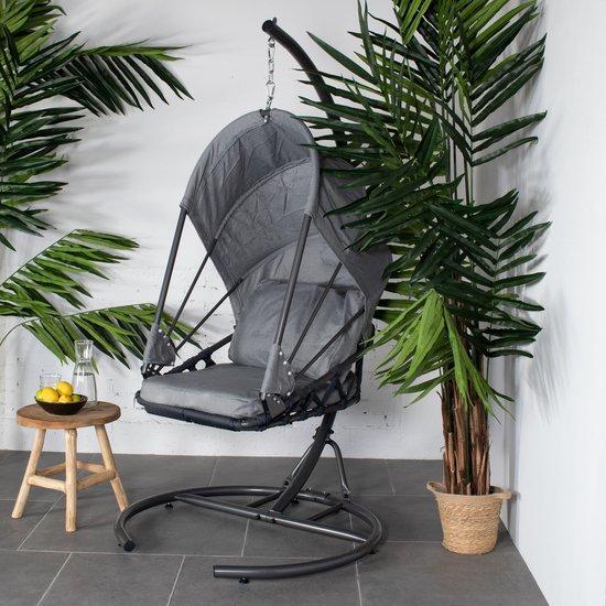 2dekans | Hangstoel Tony met kap - Grijs, Tuin en Terras, Tuinsets en Loungesets, Ophalen of Verzenden