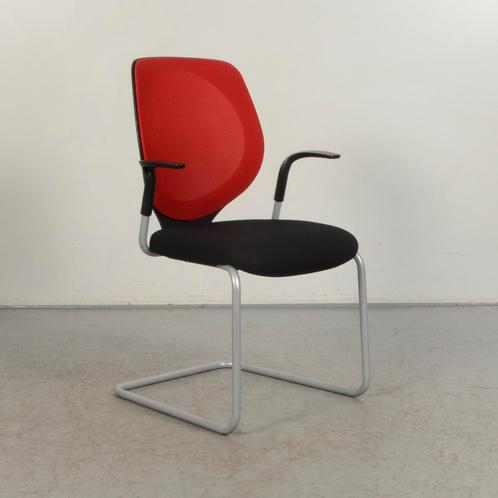Vergaderstoel Giroflex 353 - Zwart - Rood - Mesh rugleuning, Huis en Inrichting, Stoelen, Gebruikt, Ophalen of Verzenden