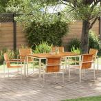 vidaXL 7-delige tuinset van massief teak en roestvrij staal, Tuin en Terras, Verzenden, Nieuw, Tuinset