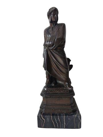 sculptuur, Dante Alighieri - 29 cm - Marmer, Zinklegering