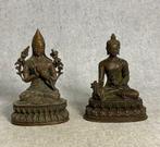 Tsongkhapa et le Bouddha de la Médecine - Bronze - Tibet -, Antiek en Kunst