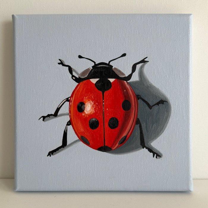 Cansu Rossi - Ladybug on Blue, Antiquités & Art, Art | Peinture | Moderne