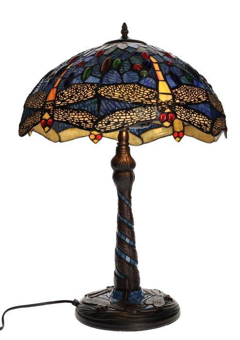 Lamp - Tiffany style - dragonfly - Glas, Messing, Antiek en Kunst, Curiosa en Brocante