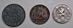 België. 2, 5, 10 Cents Lot de 3 monnaies, 1847/1895/94, Postzegels en Munten