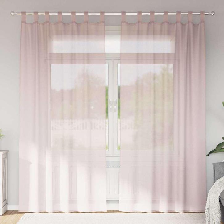 vidaXL Gordijnen voile met lussen 2 st 140x245 cm lichtroze, Huis en Inrichting, Stoffering | Gordijnen en Lamellen, Nieuw, Verzenden