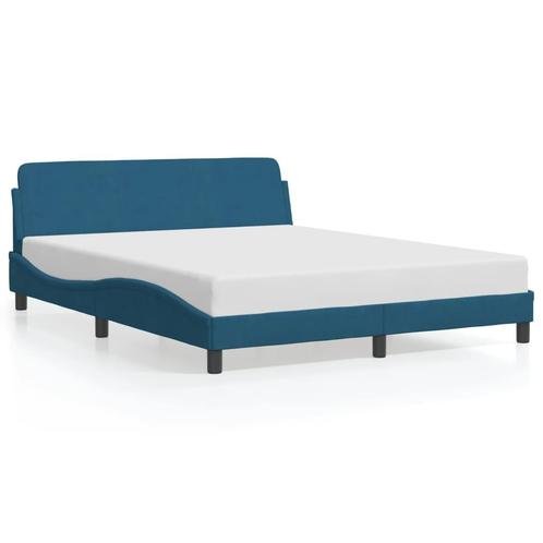 vidaXL Cadre de lit avec tête de lit bleu 160x200 cm, Huis en Inrichting, Slaapkamer | Bedden, Verzenden