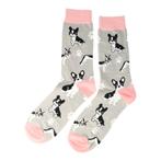 Sokken - Honden Print - Grijs Roze - Katoen - Maat 38-45, Nieuw
