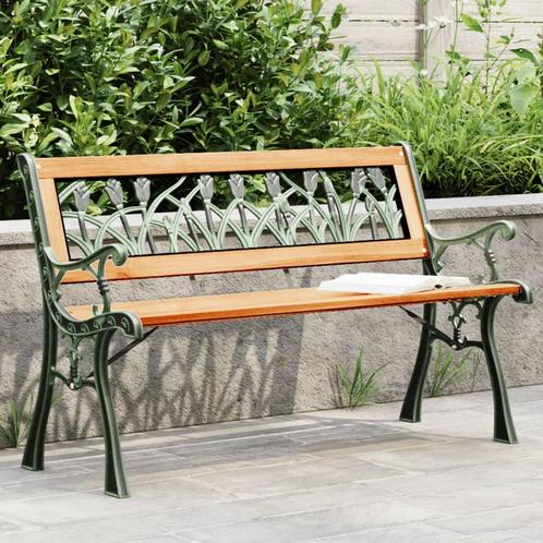 vidaXL Tuinbank 116 cm massief vurenhout en staal, Tuin en Terras, Tuinsets en Loungesets, Nieuw, Verzenden