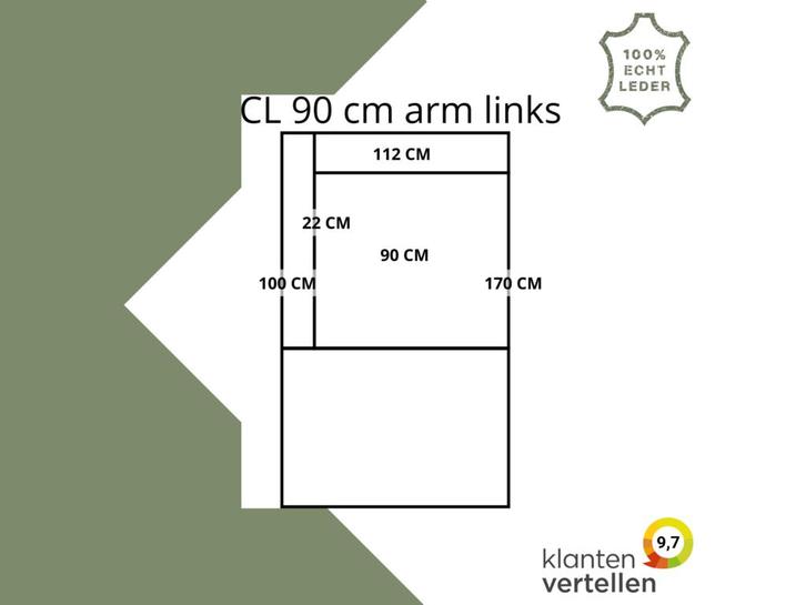Leren elementenbank Flow - cl 90 arm links, Antiek en Kunst, Antiek | Meubels | Stoelen en Sofa's, Ophalen of Verzenden
